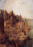 George Landseer The Burning Ghat Benares,as Seen From the City USA oil painting artist